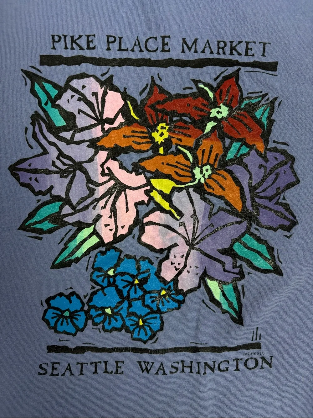 Port and Company Lavender Floral Pike Place Market Graphic Tee